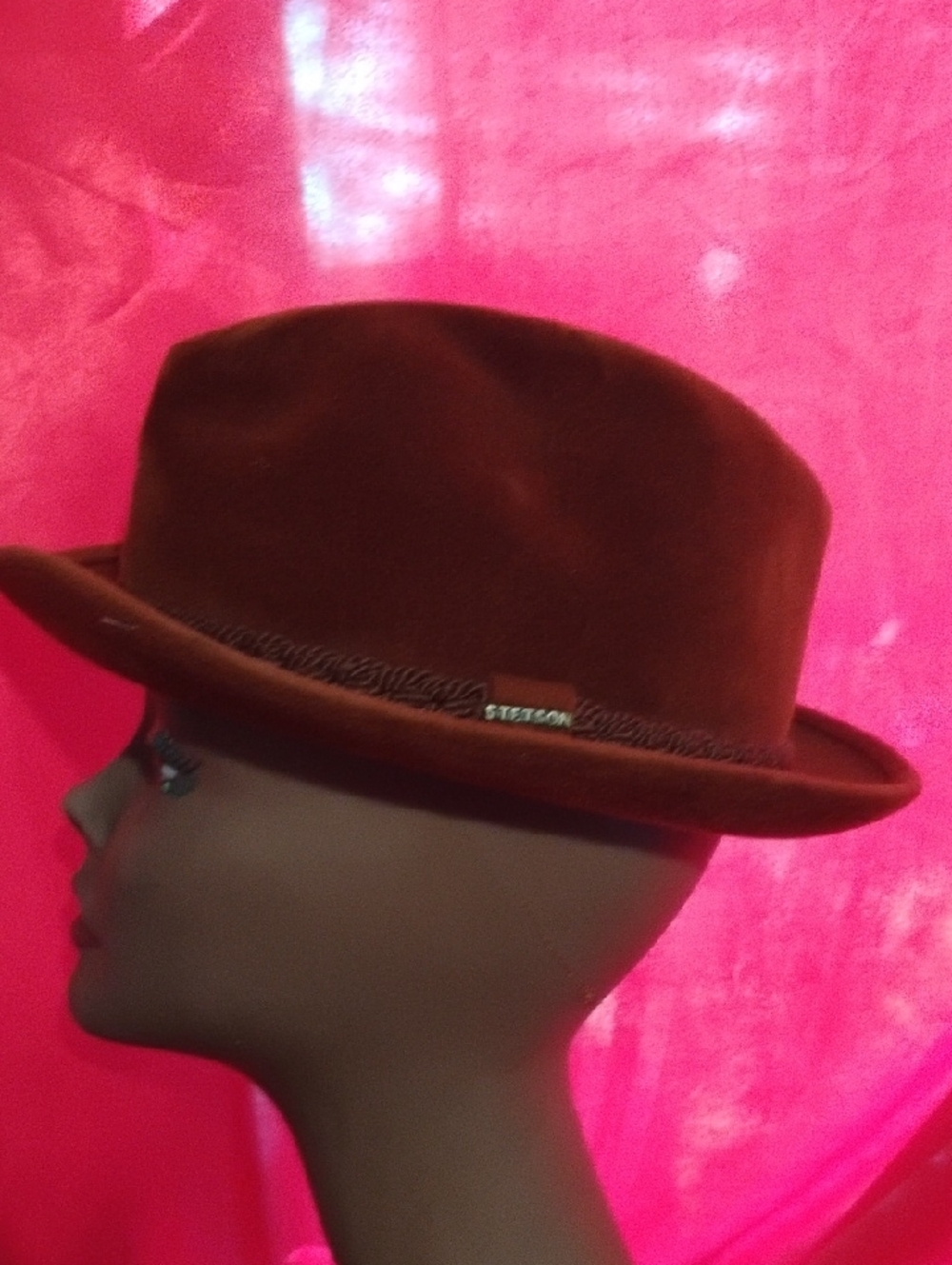 Vintage Stetson Rust Brown Felt Pork Pie Hat